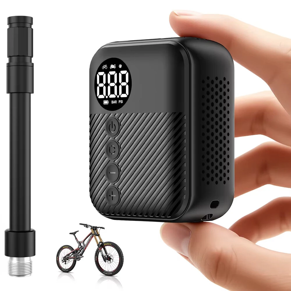 CARSUN T2161 Portable Electric Bicycle Pump 150PSI Digital Tire Inflator Type-C Rechargeable Air Compressor Wireless Mini Design Motorcycle Ball Accessories — view 2