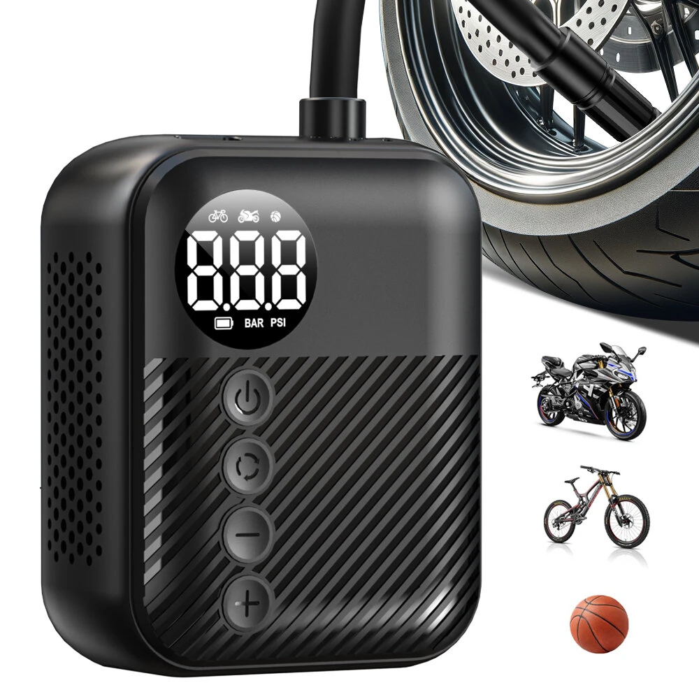 CARSUN T2161 Portable Electric Bicycle Pump 150PSI Digital Tire Inflator Type-C Rechargeable Air Compressor Wireless Mini Design Motorcycle Ball Accessories — view 8