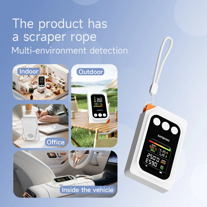 CD52 Portable Air Quality Monitor 5 in 1 Formaldehyde TVOC CO2 Temperature Humidity Rechargeable Compact Device — view 5