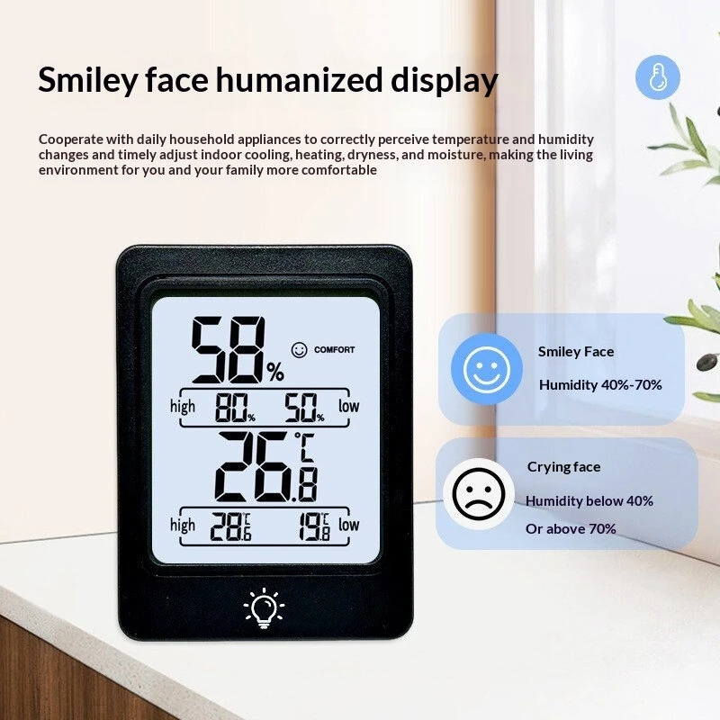 CH-303 Temperature Humidity Meter Indoor Thermometer Hygrometer 10%-99% RH LCD Display Comfort Indicator — view 3