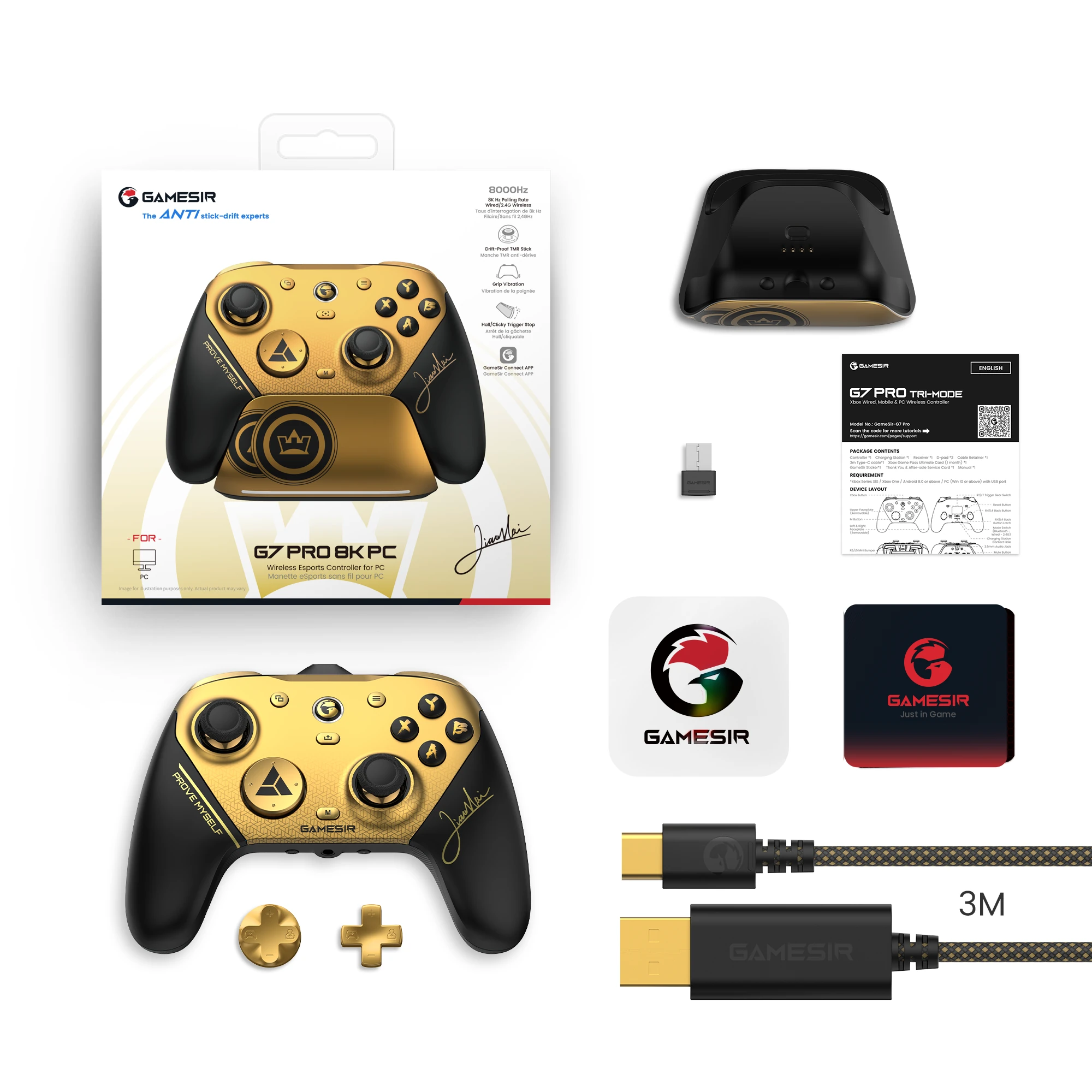 [Champions Edition] GameSir G7 Pro 8K PC Wireless Gaming Controller 8K Polling TMR Sticks Dual Mode Triggers 1200mAh Battery Built-in 6-axis Gyro Esports Gamepad with Charging Station — view 7