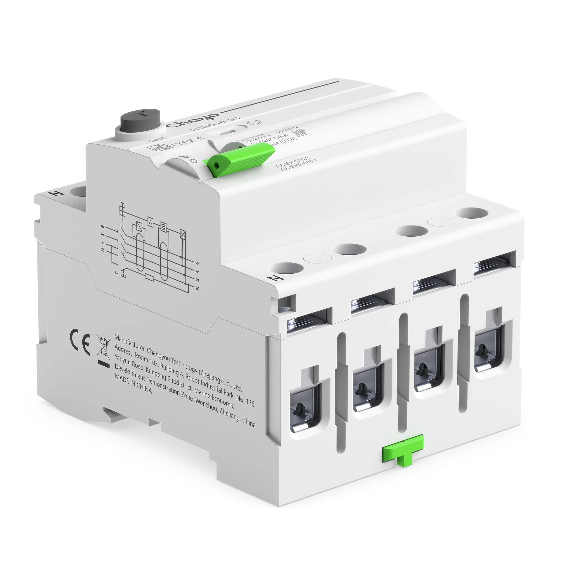 Chayo RCD RCCB Type B Earth Leakage Residual Current Circuit Breaker Evse 2P 4P AC 63a 30ma 100ma 300ma 10KA Din Rail 230V — view 2