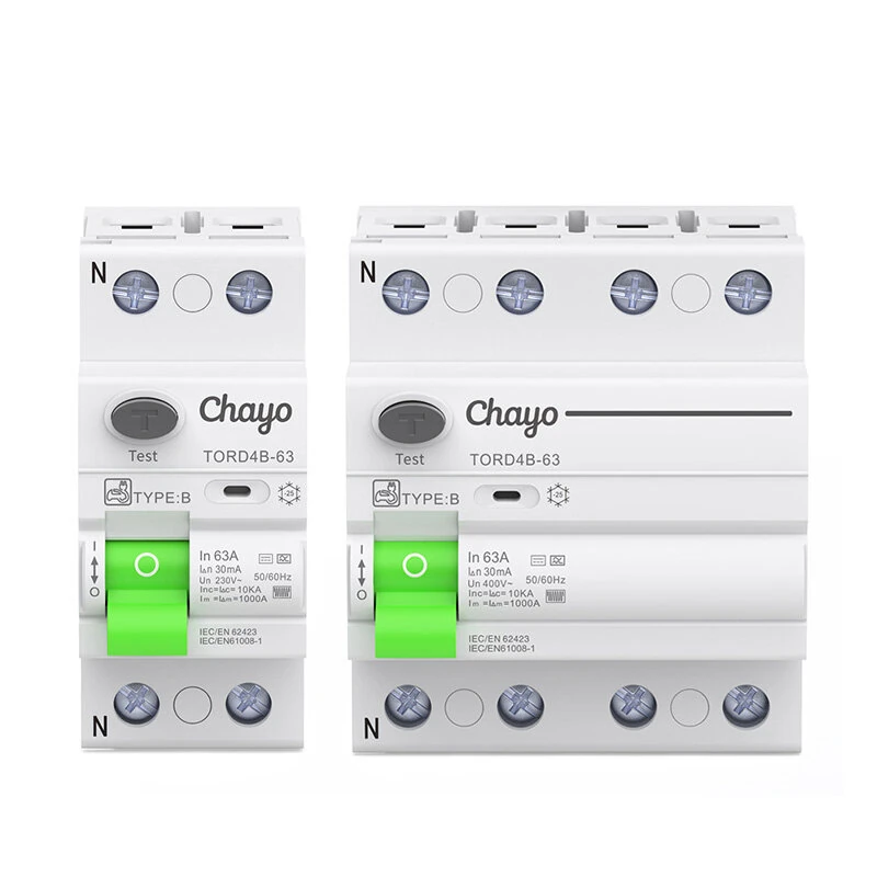 Chayo RCD RCCB Type B Earth Leakage Residual Current Circuit Breaker Evse 2P 4P AC 63a 30ma 100ma 300ma 10KA Din Rail 230V — view 6