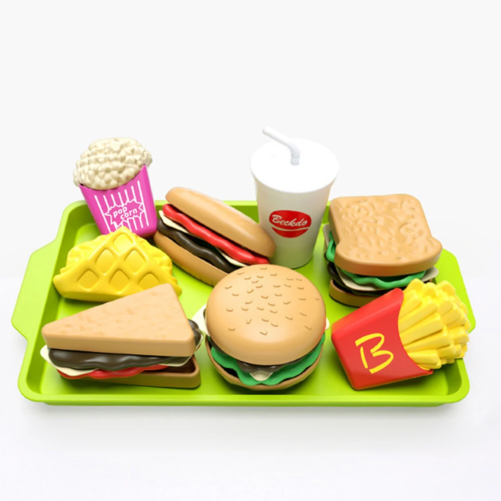Children's Play House Puzzle Exercise Hand-eye Coordination Toy Mini Hamburger French Fries Western Food Kitchen Set Simulation Model 27pcs — view 2
