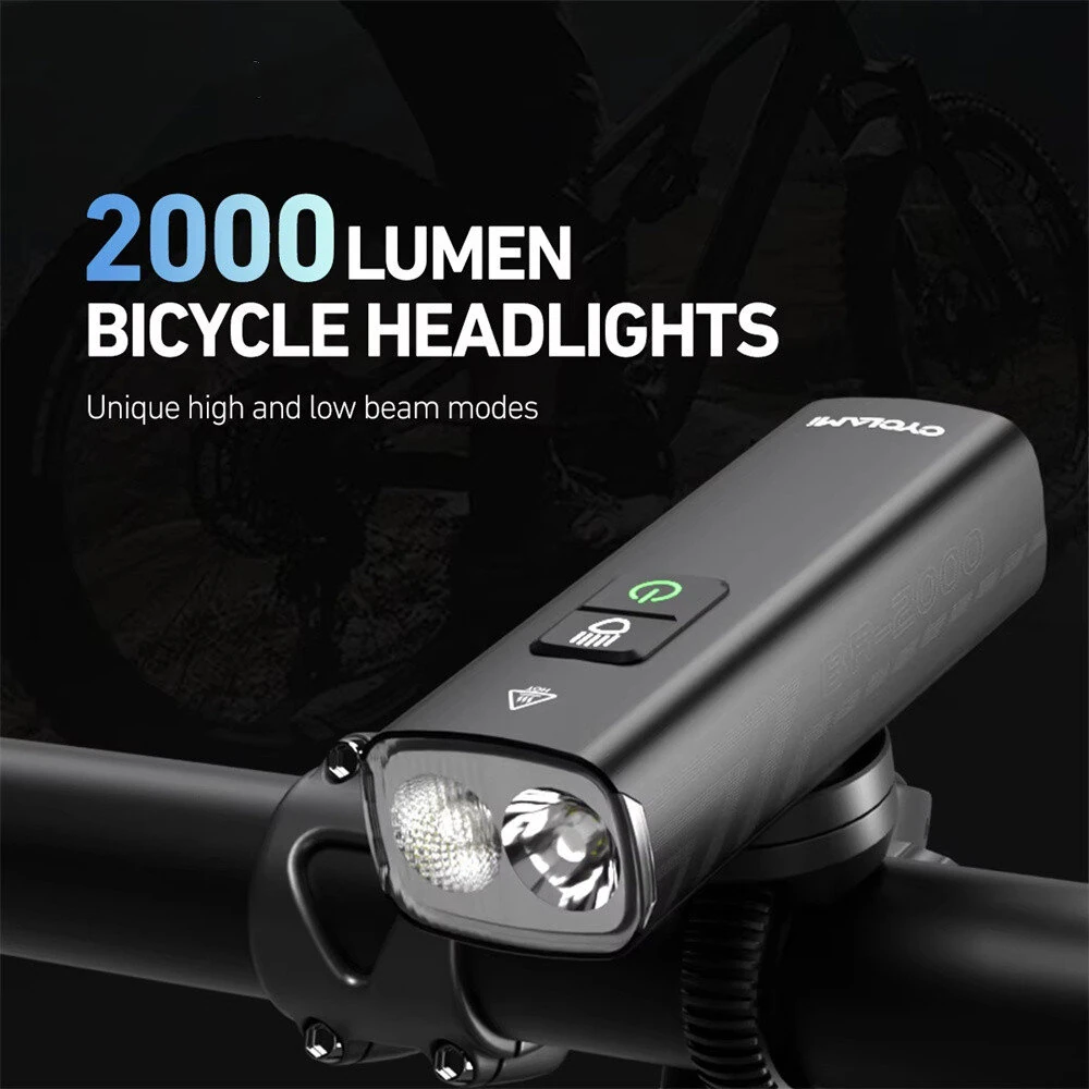 CLAMI BR 2000 Lumens Bicycle Headlight 4500mAh 5 Gears IPX6 Waterproof Type-C Charging High Brightness Bike Front Lights for Road Cycling Safety — view 2