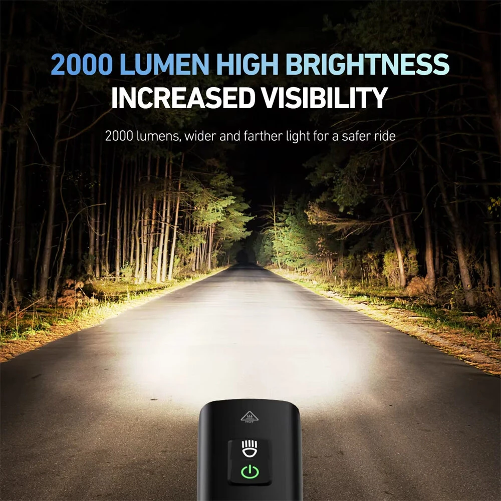 CLAMI BR 2000 Lumens Bicycle Headlight 4500mAh 5 Gears IPX6 Waterproof Type-C Charging High Brightness Bike Front Lights for Road Cycling Safety — view 3