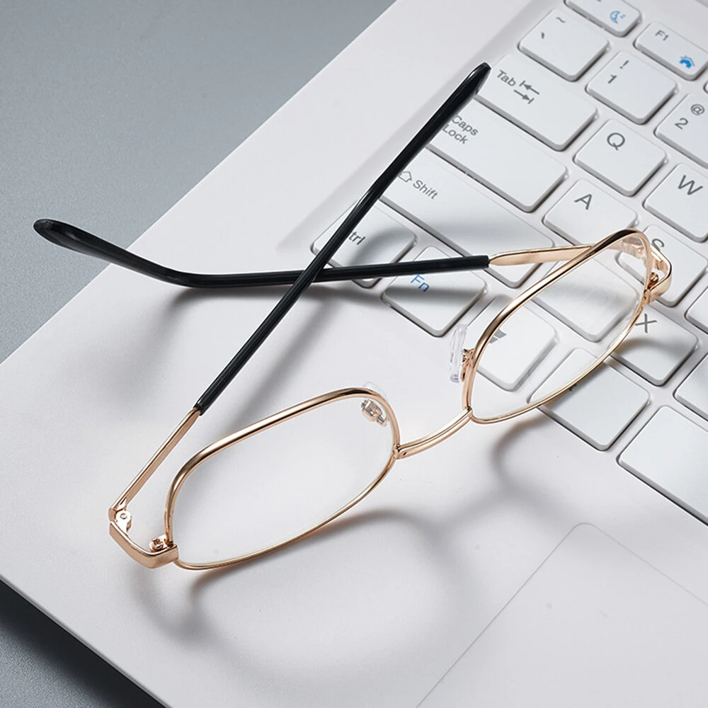 Clear HD Lenses Foldable Reading Glasses Anti-Blue Light Presbyopia Glasses Eye Protection Anti-fatigue Distance Glasses, Men's Women's Full-frame Alloy — view 6