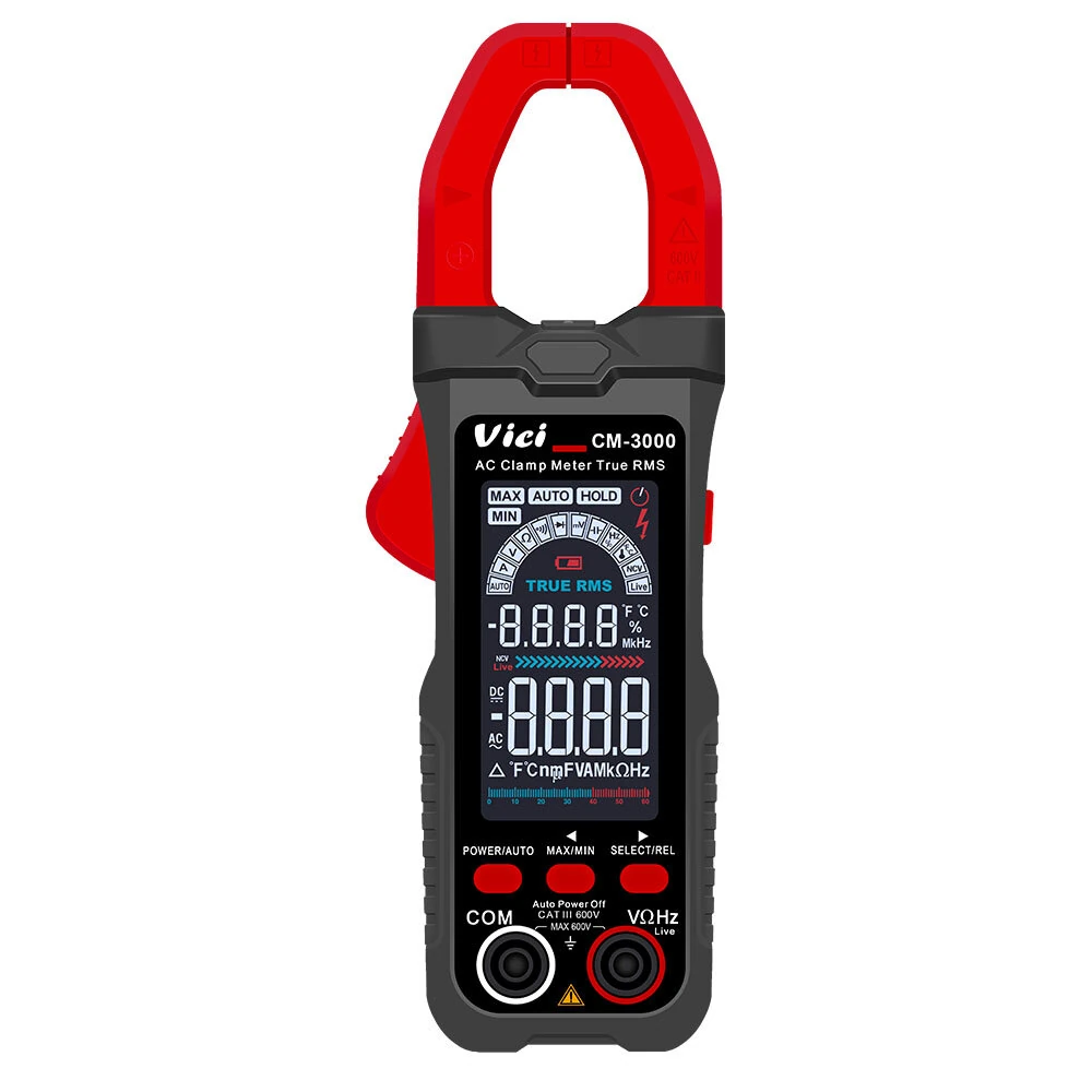 CM-3000 CM-3002 AC DC Clamp Multimeter True RMS 6000 Counts Auto Range Backlit Display CAT III 600V Multimeter Tester — view 3