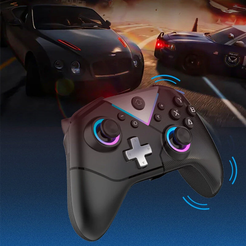 CM-617 Wireless bluetooth Game Controller with Hall Effect Joystick Anti Stick Drift RGB Lighting Motion Control Vibration Function 600mAh Battery Gamepad for Switch PC Steam iOS Android — view 4