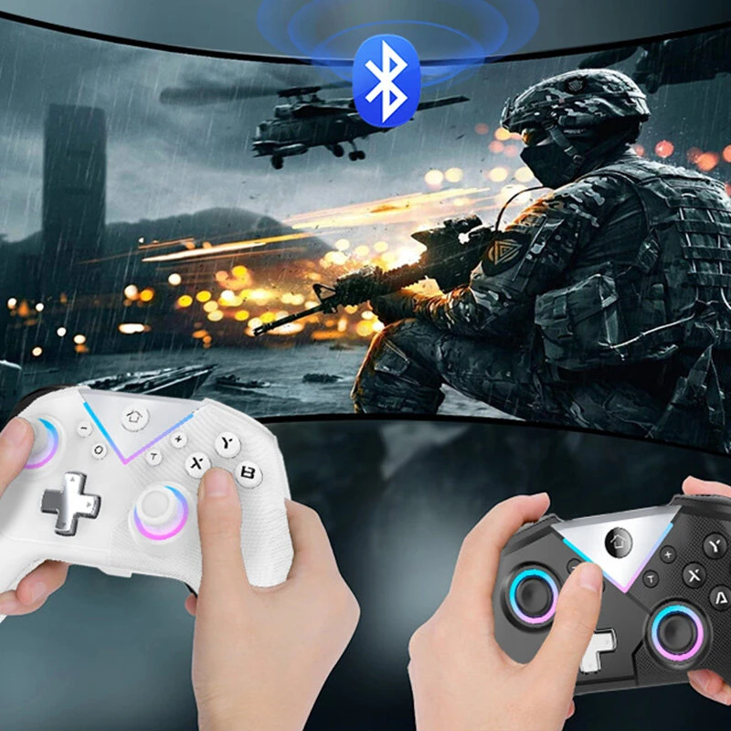 CM-617 Wireless bluetooth Game Controller with Hall Effect Joystick Anti Stick Drift RGB Lighting Motion Control Vibration Function 600mAh Battery Gamepad for Switch PC Steam iOS Android — view 5