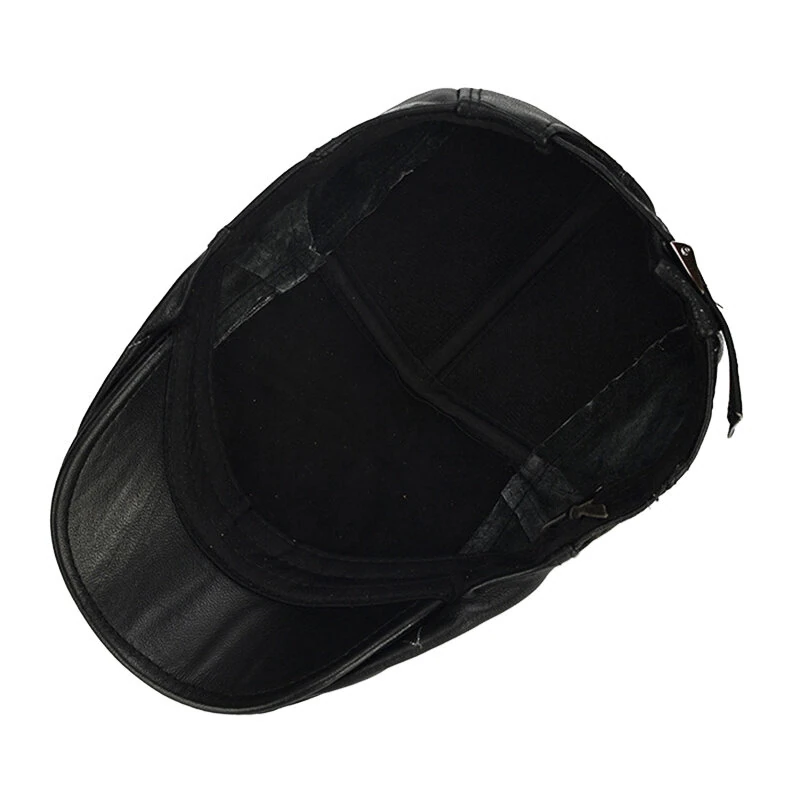 Collrown Berets Mens Flat Caps Genuine Leather Duck Tongue Cap Classic Adjustable Casual Driving Cabbie Hat — view 7