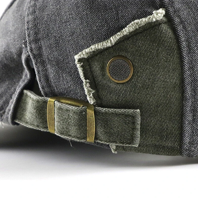 Collrown Denim Beret Hat Vintage Casual Flat Hat for Men Embroidery Patchwork Aged Peaked Cap Outdoor Retro Caps — view 6