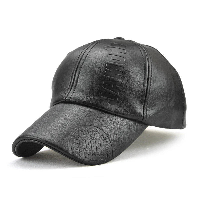 Collrown Fashion Baseball Cap Outdoor Men's Adjustable PU Leather Hat Letters Embossed Casual Hats Women Unisex Sport Sun Visor Hat — view 3