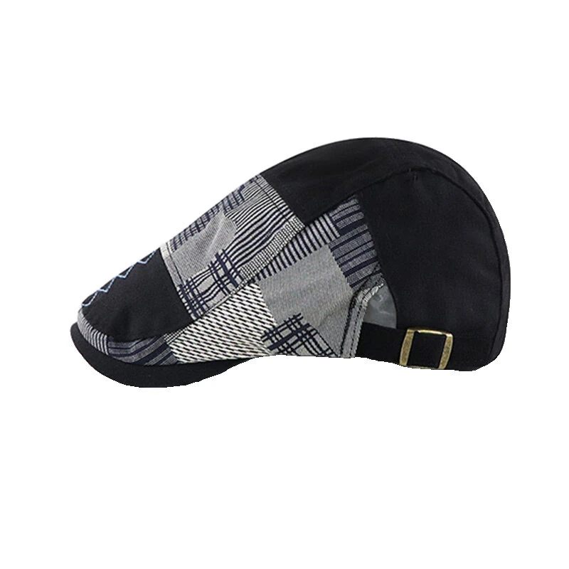 Collrown Men Berets Retro Patchwork Plaid hat Men's Flat Cap England Newsboy Cap Classic Peaked Painter Caps for Spring Summer Autumn Winter — view 4