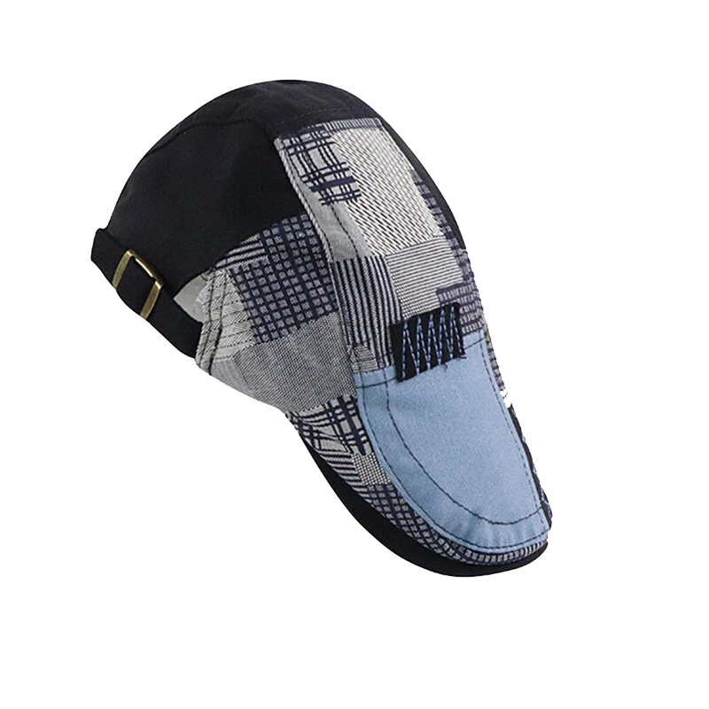 Collrown Men Berets Retro Patchwork Plaid hat Men's Flat Cap England Newsboy Cap Classic Peaked Painter Caps for Spring Summer Autumn Winter — view 8