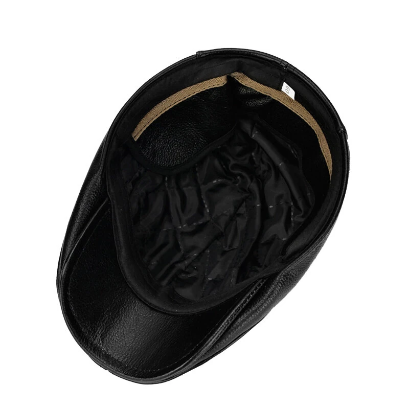 Collrown Men's Outdoor Leather Berets Forward Cap for Autumn Winter Casual Flat Peaked Hat — view 6