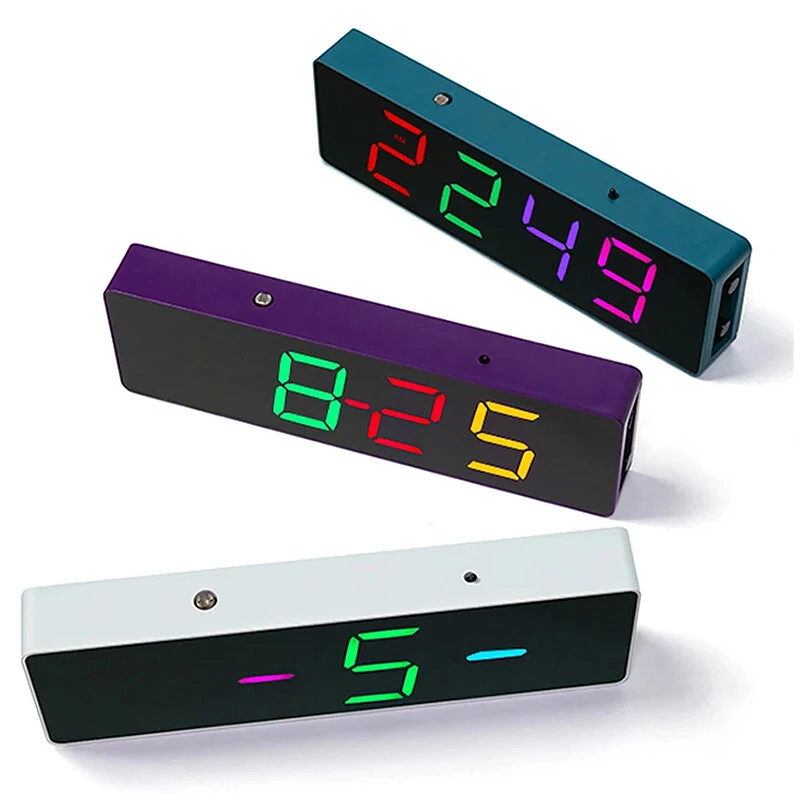 Colorful Digital Clock DIY Kit Colorful Rgb Clock Microcontroller Soldering Exercise Practical Training Production Welding Exercise — view 2