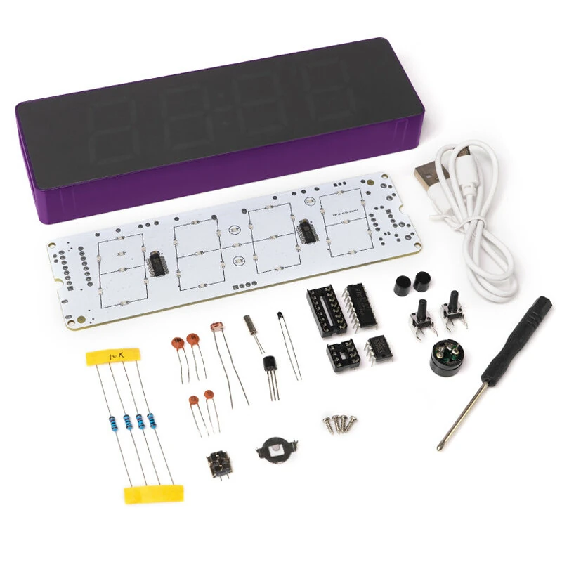 Colorful Digital Clock DIY Kit Colorful Rgb Clock Microcontroller Soldering Exercise Practical Training Production Welding Exercise — view 5
