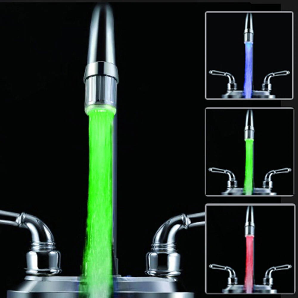Colorful LED Light Basin Sink Faucet Temperature Sensor Light Color Changing Hydropower — view 3