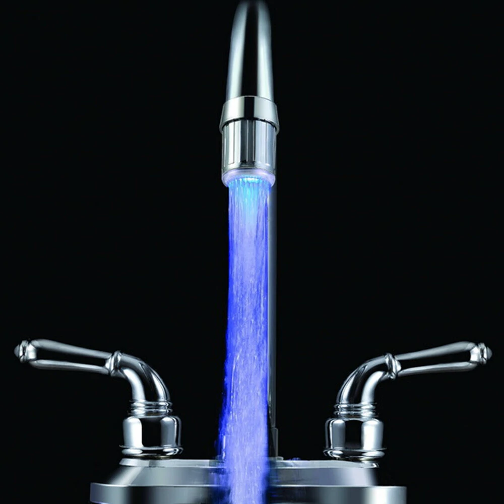 Colorful LED Light Basin Sink Faucet Temperature Sensor Light Color Changing Hydropower — view 6