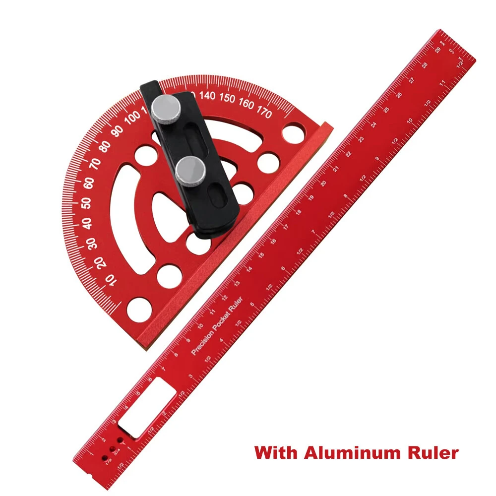 Combination Semi Circular Angle Finder 0 180 Degree Protractor with Detachable 330mm Ruler Precision Woodworking Measurement Tool — view 10