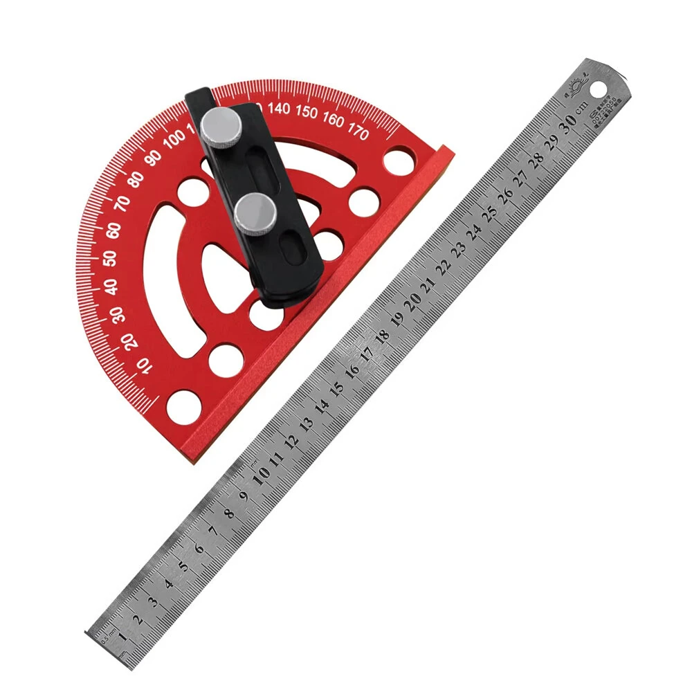Combination Semi Circular Angle Finder 0 180 Degree Protractor with Detachable 330mm Ruler Precision Woodworking Measurement Tool — view 5