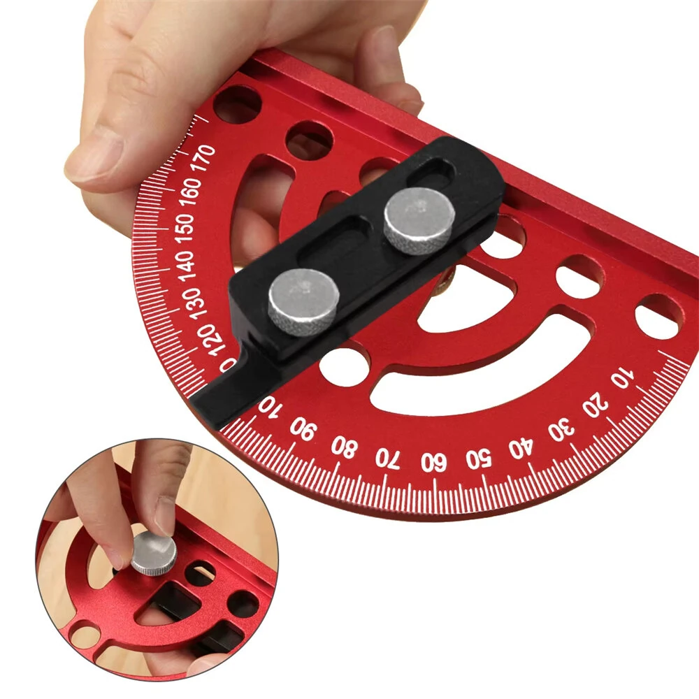 Combination Semi Circular Angle Finder 0 180 Degree Protractor with Detachable 330mm Ruler Precision Woodworking Measurement Tool — view 6