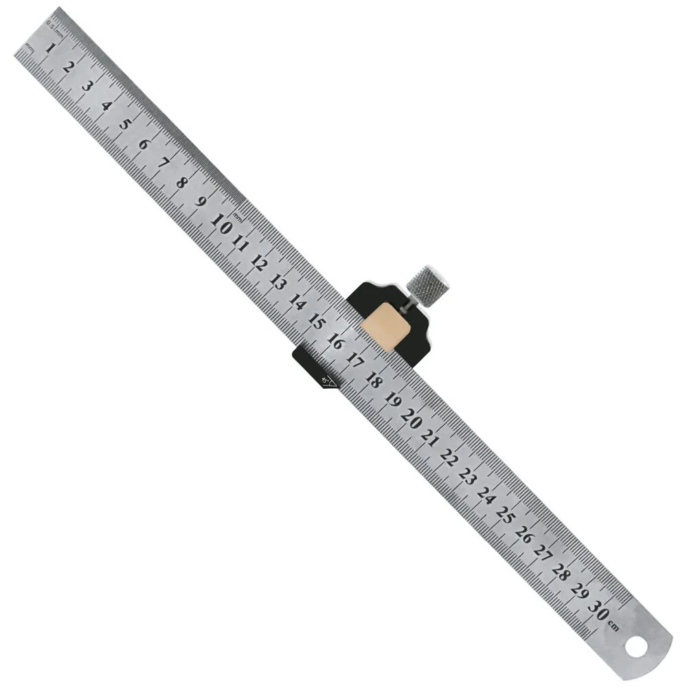 Combination Square Adjustable Steel Ruler Positioning Block 45 or 90 Degree Marking Gauge Line Scriber Fixed Position Measuring Tool