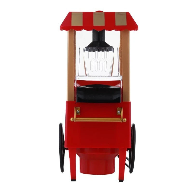 Comfook 1100W Mini Vintage Pushcart Popcorn Maker Home Use Machine with Wheels Transparent Chamber Easy Operation for Family Parties Movie Nights — view 3