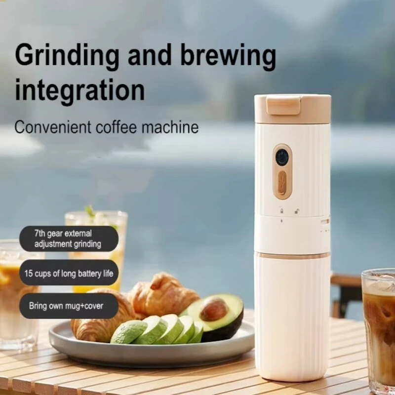 Comfook 15W 2-in1 Portable Coffee Grinder & Travel Mug 400ml Insulated Cup Built-in Pour Over Filter Rechargeable Coffee Maker for Travel & Office — view 2