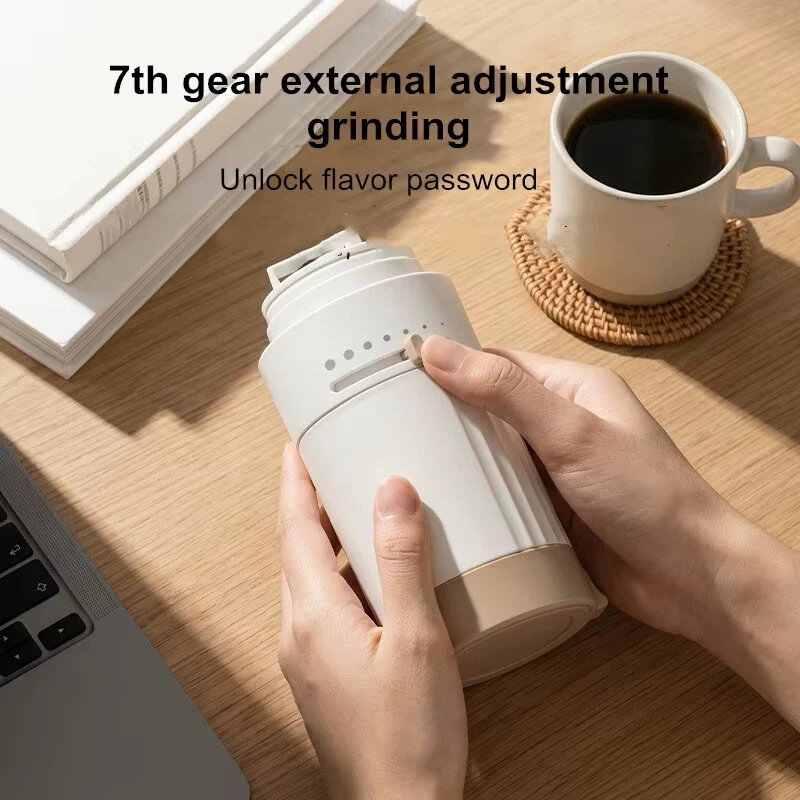 Comfook 15W 2-in1 Portable Coffee Grinder & Travel Mug 400ml Insulated Cup Built-in Pour Over Filter Rechargeable Coffee Maker for Travel & Office — view 3