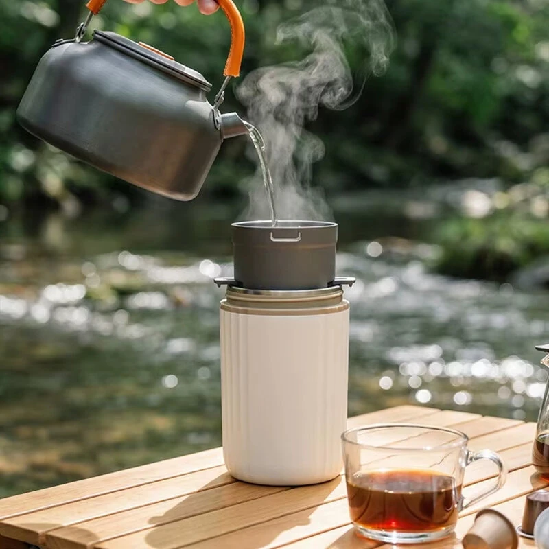 Comfook 15W 2-in1 Portable Coffee Grinder & Travel Mug 400ml Insulated Cup Built-in Pour Over Filter Rechargeable Coffee Maker for Travel & Office — view 6