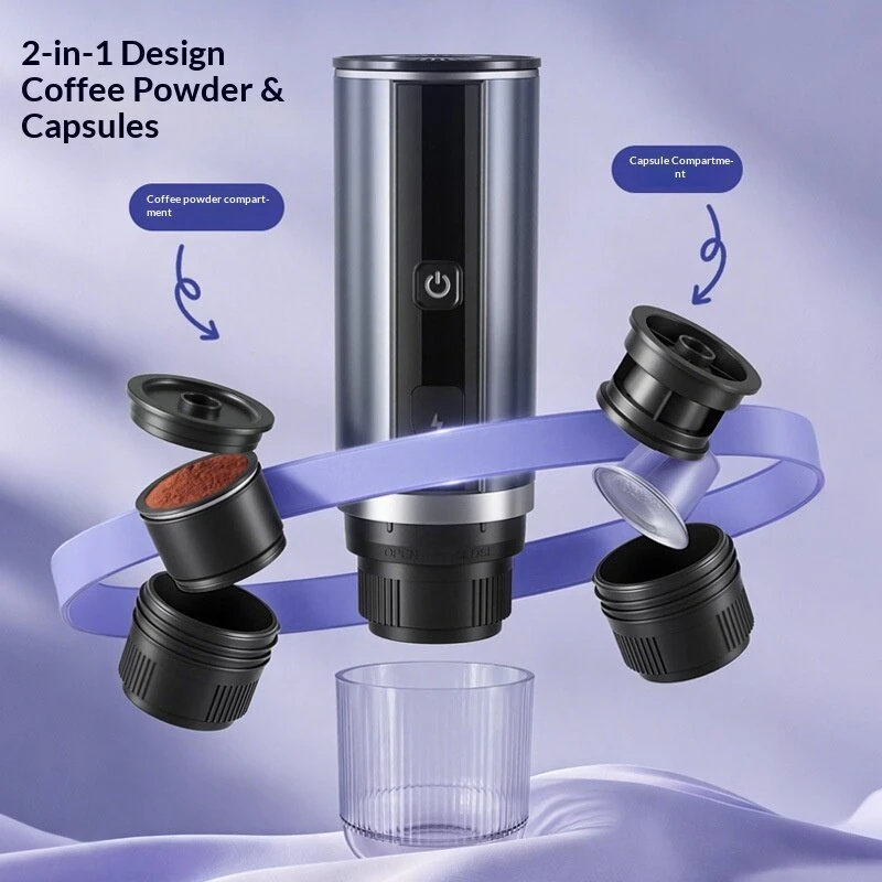 Comfook 2-In-1 Cordless Portable Espresso Coffee Maker 80ml Water Tank 4 Minutes Fast Heating Type-C Charging for Home Travel Camping — view 4