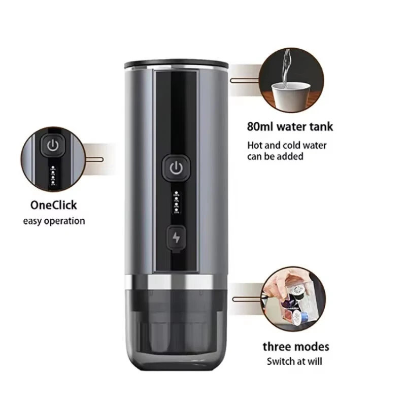 Comfook 2-In-1 Cordless Portable Espresso Coffee Maker 80ml Water Tank 4 Minutes Fast Heating Type-C Charging for Home Travel Camping — view 5