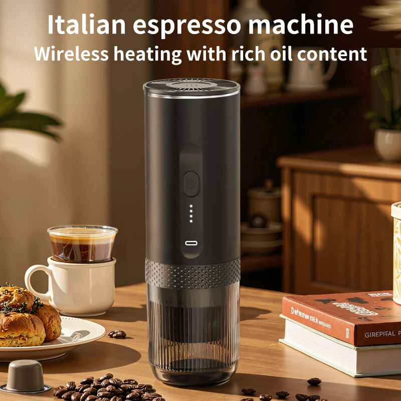 Comfook 2-in-1 Portable Electric Espresso Coffee Machine 20Bar With 80ml Water Tank 4 Minutes Cordless Fast Heating 7500mAh Rechargeable Coffee Maker for Home Travel — view 2