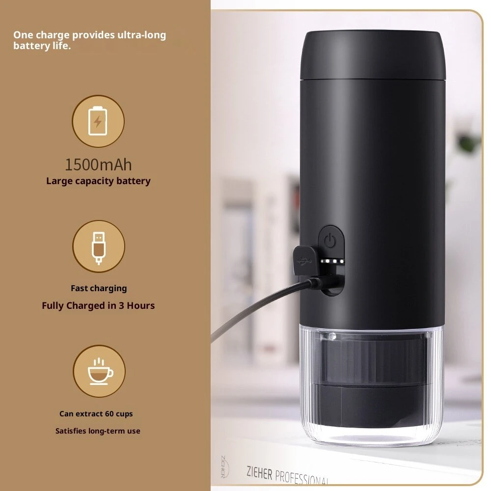 Comfook 2-in-1 Portable Espresso Machine Compatible Ground Coffee & NS Capsules Rechargeable Electric Coffee Maker for Camping Office Home Use — view 8