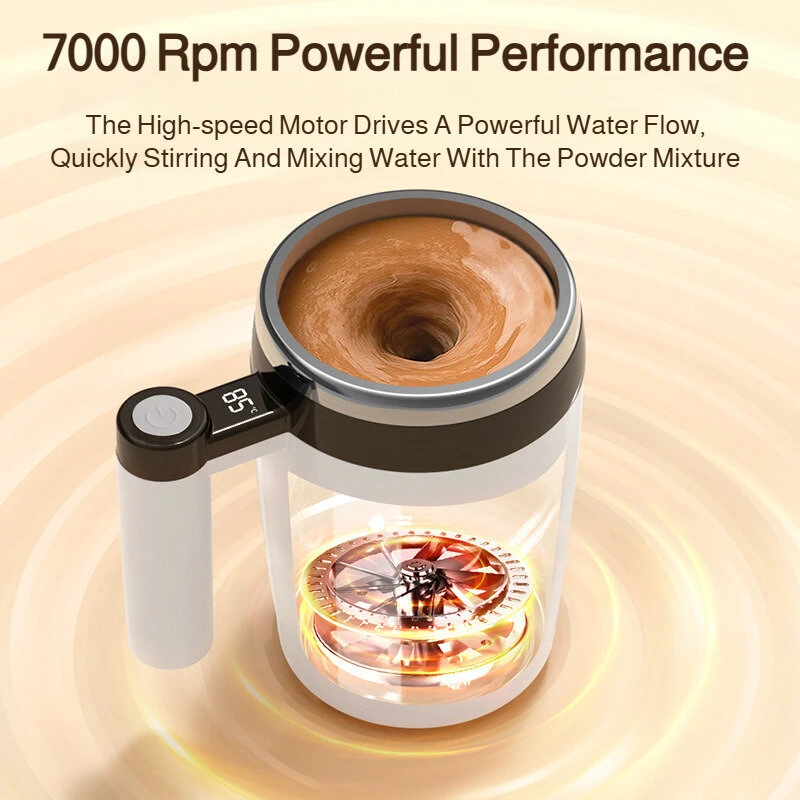 Comfook 400ml USB Rechargeable Automatic Mixing Cup 7000rpm Motor with LCD Digital Display For Coffee Milk Grain Oat Magnetized Stirring — view 3