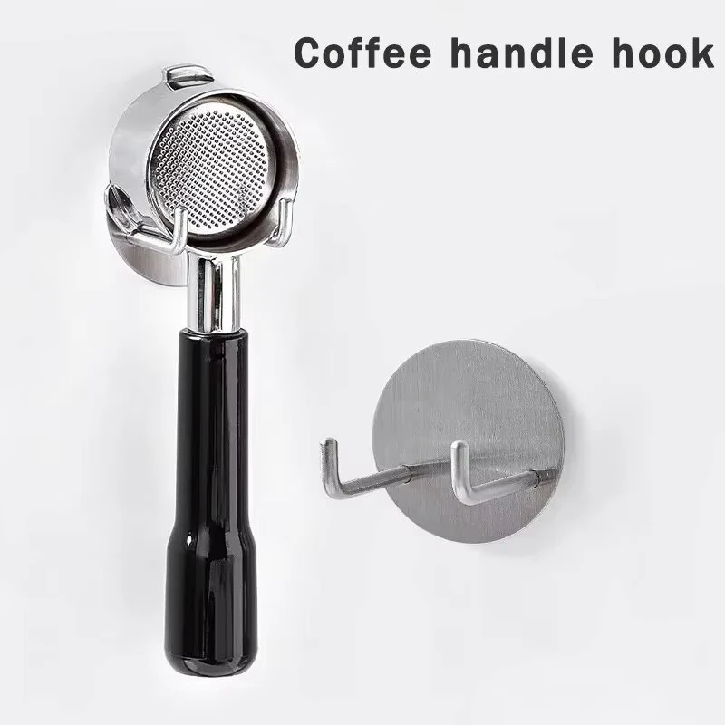 Comfook Adhesive Wall-Mounted Portafilter Holder Hook Coffee Handle Hook 304 Stainless Steel Mini Wall Hook Compatible with 51~58mm Portafilter — view 2