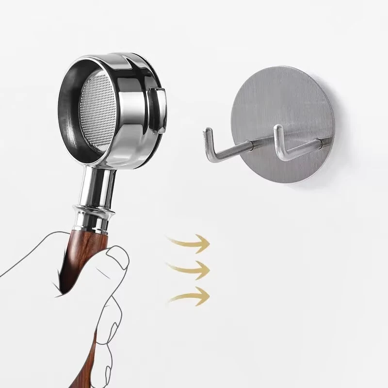 Comfook Adhesive Wall-Mounted Portafilter Holder Hook Coffee Handle Hook 304 Stainless Steel Mini Wall Hook Compatible with 51~58mm Portafilter — view 8