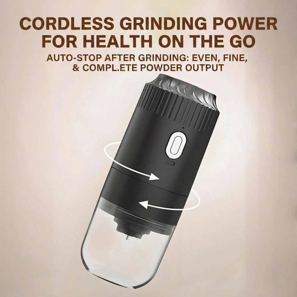 Comfook Cordless Electric Coffee Grinder 40 Levels Adjustable 1800mAh Rechargeable Battery Smart Auto Stop Portable Grinder for Home Car Camping — view 5