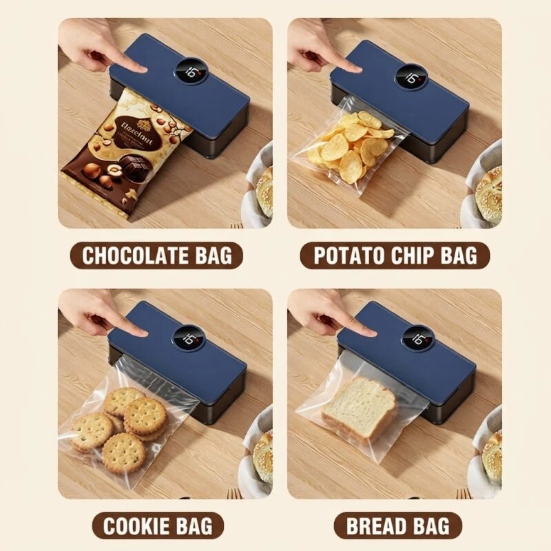 Comfook Cordless Portable Mini Vacuum Sealer Machine Rechargeable 6-Level Temperature Adjustable 11cm Sealing Length Snack Saver with Digital Display — view 2