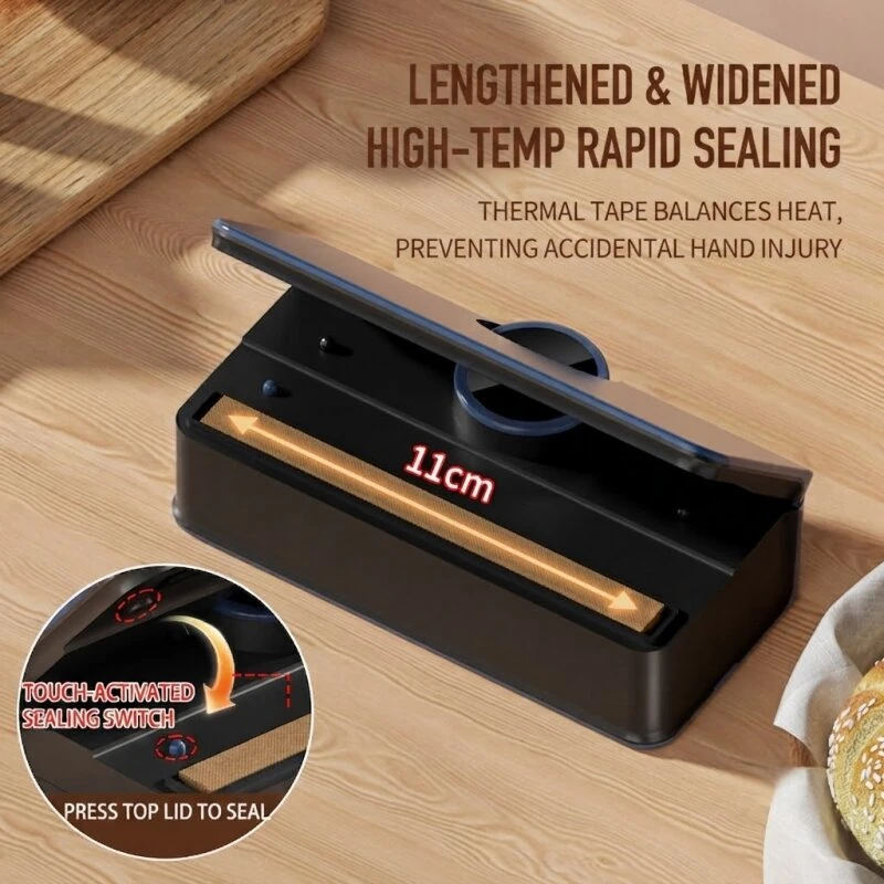 Comfook Cordless Portable Mini Vacuum Sealer Machine Rechargeable 6-Level Temperature Adjustable 11cm Sealing Length Snack Saver with Digital Display — view 4