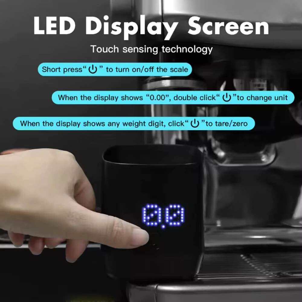 Comfook Digital Coffee Dosing Scale Cup 500g Capacity 0.1g Precision Portable USB Rechargeable Espresso Weighing Tool with LED Touch Screen for Kitchen Gadget — view 4
