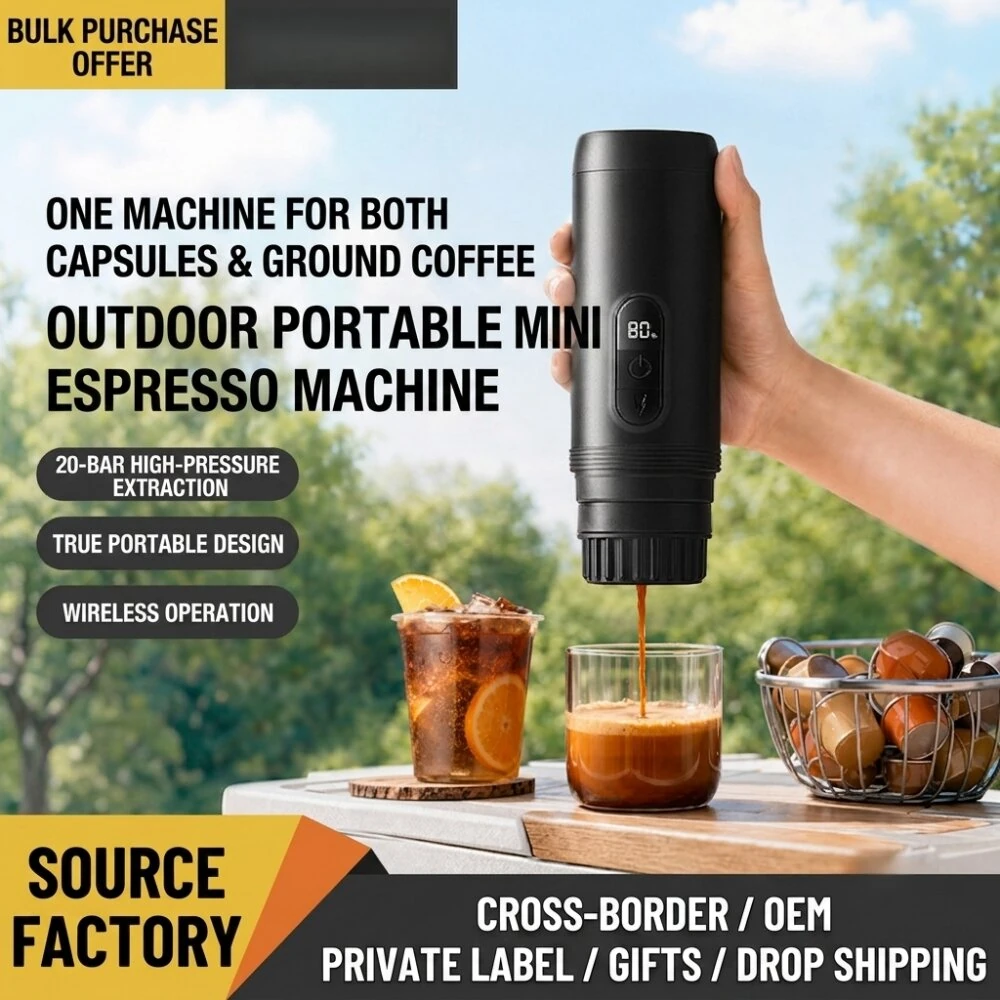 Comfook DK821 15W 2-in-1 Rechargeable Portable Espresso Machine With 100ml Water Tank 2000mAh Battery IPX5 Waterproof LED Display for Home Office Camp — view 2