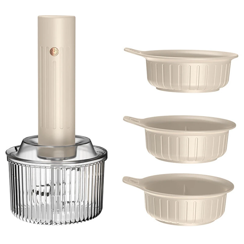 Comfook Multi-functional Electric Meat Grinder with 3 Bowls Cordless USB Rechargeable 60W Powerful Food Processor for Mincing Slicing Blending Cooking — Comfook