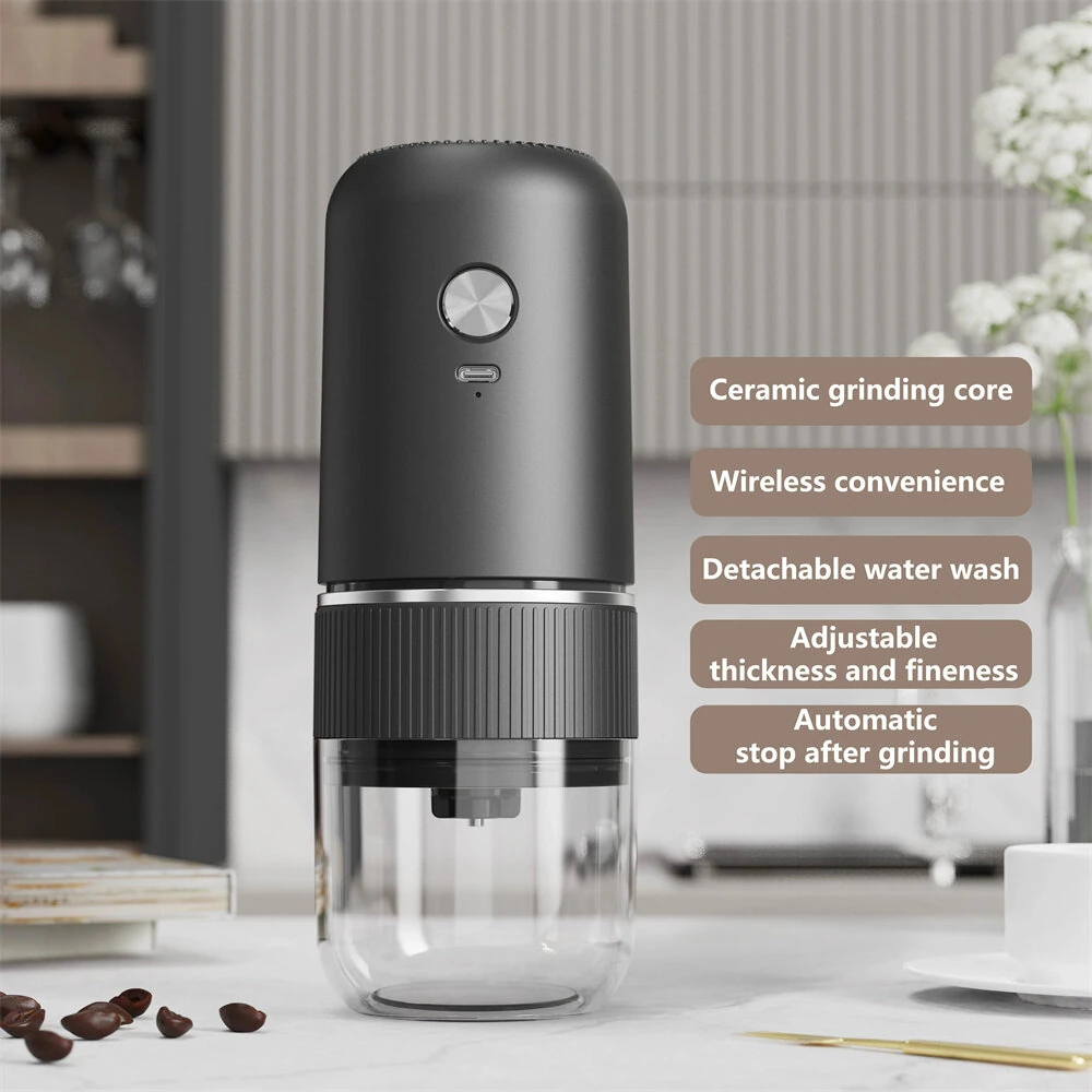 Comfook Portable Electric Coffee Grinder Adjustable Grinding Thickness Ceramic Core Rechargeable, Easy-to-Clean For Coffee Lovers — view 9