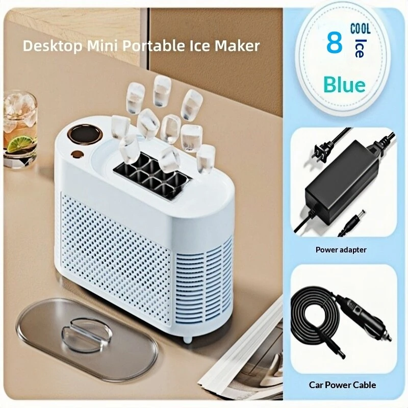 Comfook Portable Mini Desktop Ice Maker Quick 8/10 Solid Ice Cubes in 15 Mins Quiet & Compact for Home Office Camping Car Use — view 5