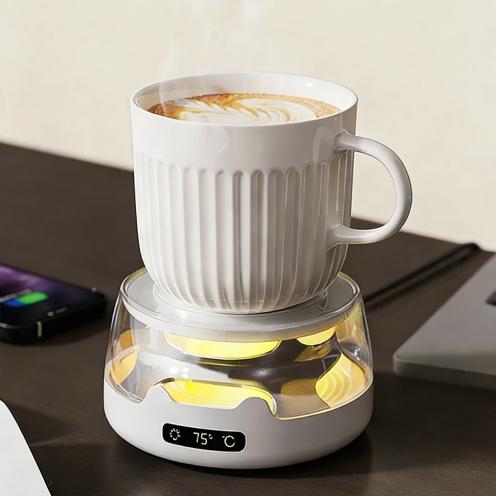 Comfook RS-609 Constant Temperature Mug Warmer With 4-Level Adjustable Heating 55°C 65°C 75°C 85°C Ceramic Heating Compact Design USB Power Light Effect Auto Shut-Off — image 1