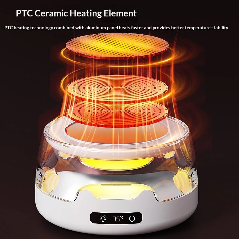 Comfook RS-609 Constant Temperature Mug Warmer With 4-Level Adjustable Heating 55°C 65°C 75°C 85°C Ceramic Heating Compact Design USB Power Light Effect Auto Shut-Off — view 5