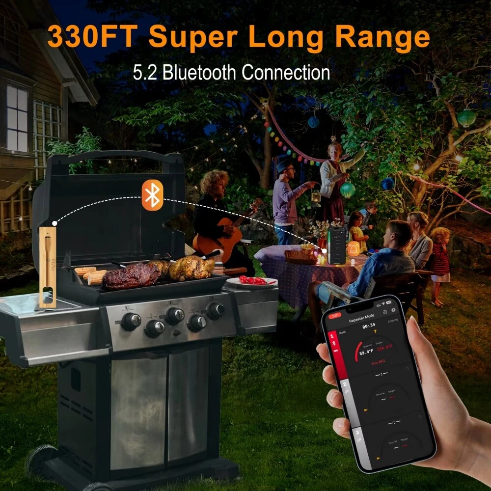 Comfook Smart Meat Thermometer BBQ Food Grill Thermometer High-Heat Perform Fast Charging Waterproof APP Support for Kitchen Camping Cooking — view 3